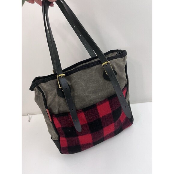 Frost River Temperence Tote Red Plaid Canvas Leather Bag - Picture 6 of 11